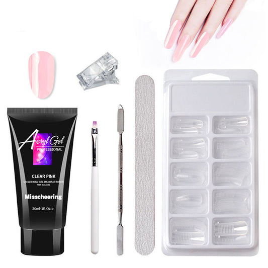 Painless Extension Gel Nail Art Without Paper Holder Quick Model Painless Crystal Gel Set - iztia