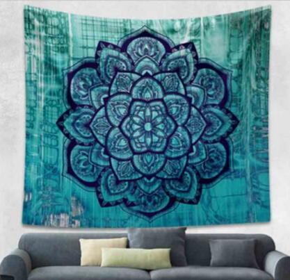 Indian Mandala Tapestry Green Blue Flower Beautiful Wall Art Tapestry 210x150cm Bedspread Beach Towel Yoga Blanket Table Cloth - iztia