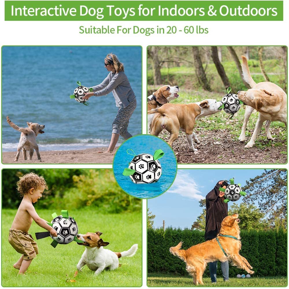 Dog Toys Interactive Pet Football Toys with Grab Tabs Dog Outdoor training Soccer Pet Bite Chew Balls for Dog accessories - iztia