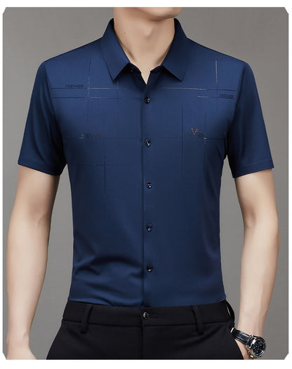 Summer New Men's Short-sleeved Shirt Seamless Business Shirt - iztia