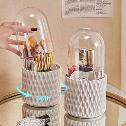 360 Rotating Large Capacity Transparent Makeup Brush Storage Pen Holder Acrylic Dust With Lid Desktop Cosmetic Storage Box - iztia