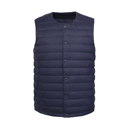 Men's Autumn And Winter Collarless Lightweight Basic Thin Vest - iztia