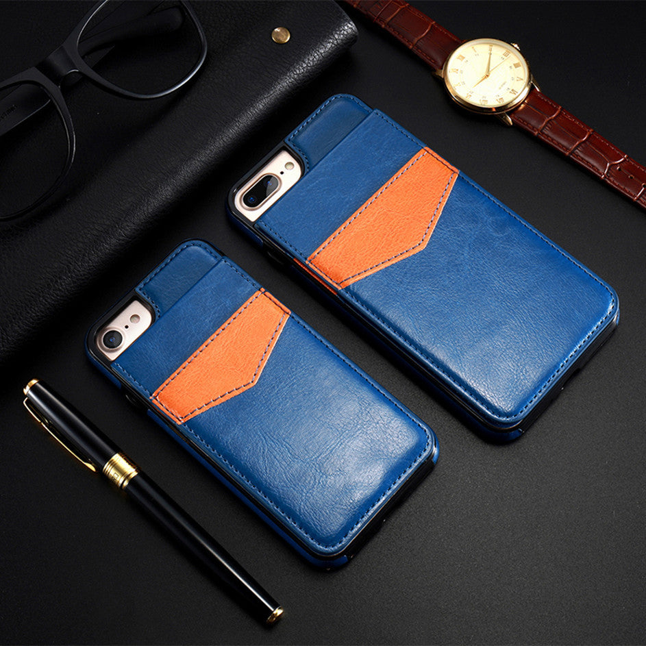 Compatible With Apple, Retro Leather Wallet Case For 8 7 6S 6 Plus Card Slot Holder Phone Cases - iztia