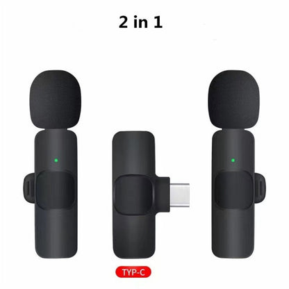 Wireless Lavalier Microphone Portable Audio Video Recording Mini Mic For I Phone Android Long Battery Life Live Broadcast Gaming - iztia