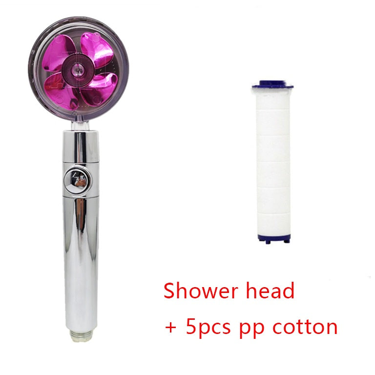 Shower Head Water Saving Flow 360 Degrees Rotating With Small Fan ABS Rain High Pressure Spray Nozzle Bathroom Accessories - iztia