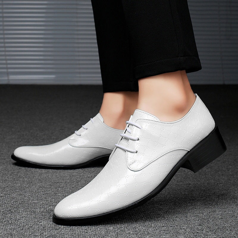 Men's PU Leather Pointed Formal High Heels - iztia