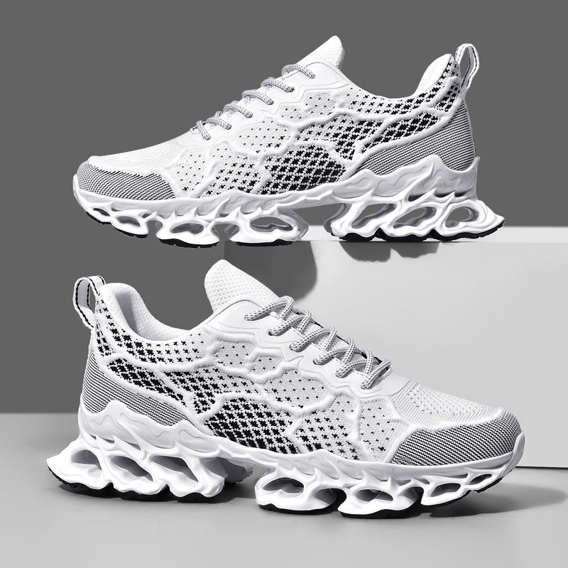 Men's Summer New Breathable Running Shoes Trendy Fashion Platform Fly Woven Mesh Casual - iztia