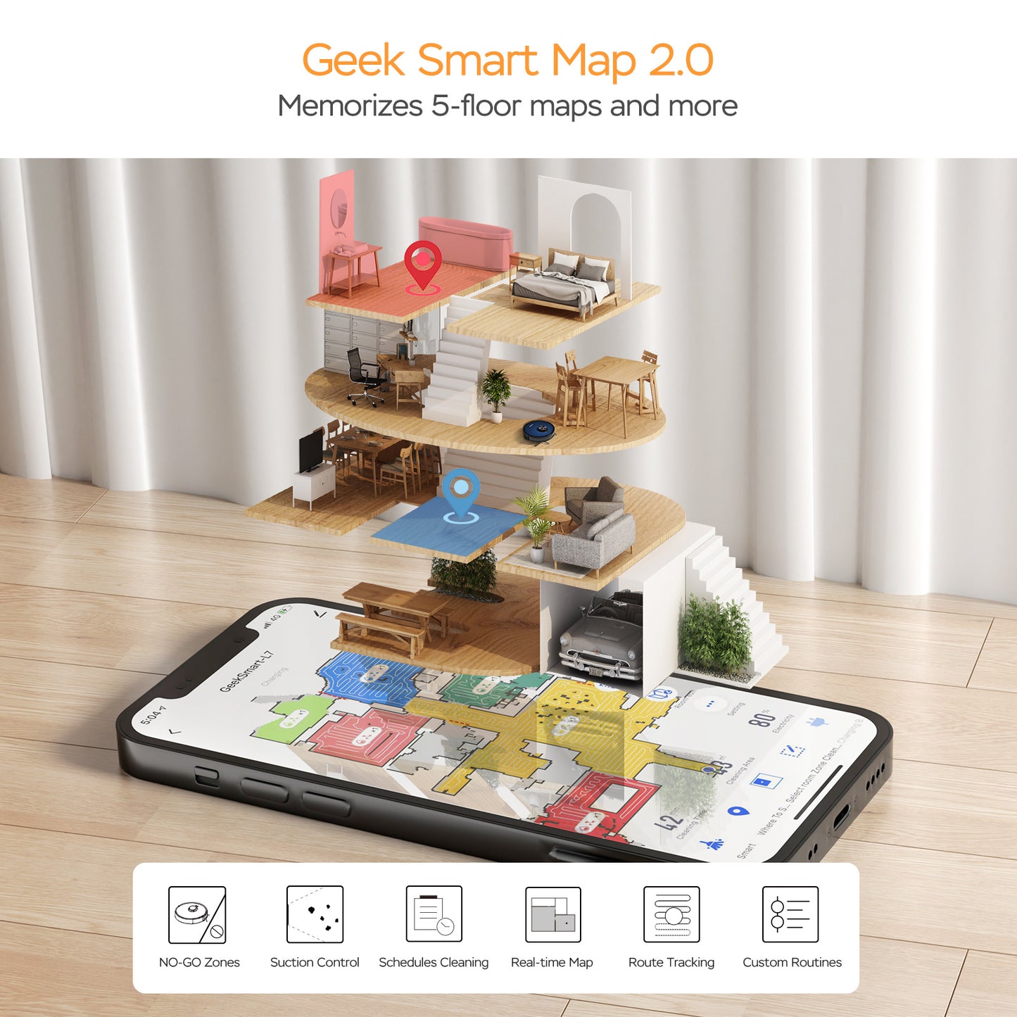 Geek Smart L7 Robot Vacuum Cleaner And Mop, LDS Navigation, Wi-Fi Connected APP, Selective Room Cleaning,MAX 2700 PA Suction, Ideal For Pets And Larger Home Banned From Selling On Amazon - iztia