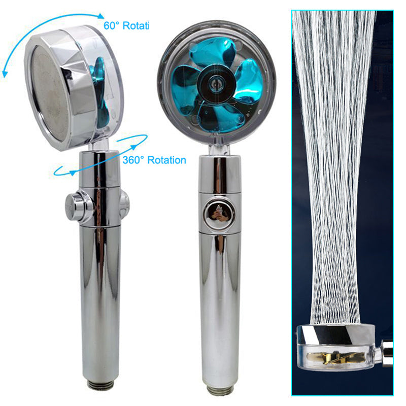 Propeller Driven Shower Head With Stop Button And Cotton Filter Turbocharged High Pressure Handheld Shower Nozzle - iztia