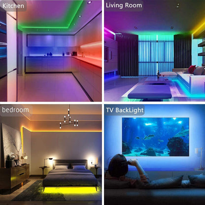 LED Strip Lights Lamp 5050 RGB Flexible Tape Diode 5M Controller Room Decor TV Computer BackLight Decoration Christmas - iztia