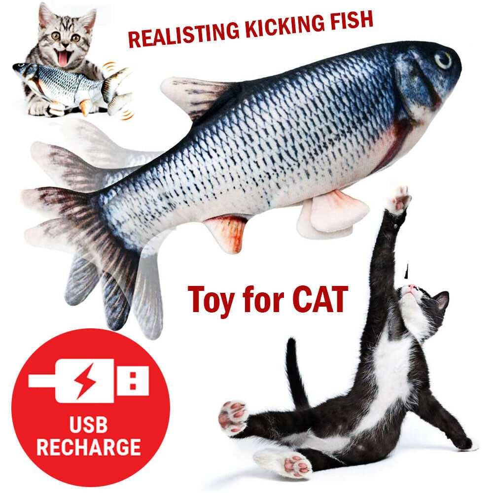 Electric Fish Cat Toy Realistic Interactive Kicker Jumping Dancing Kitten Toys - iztia