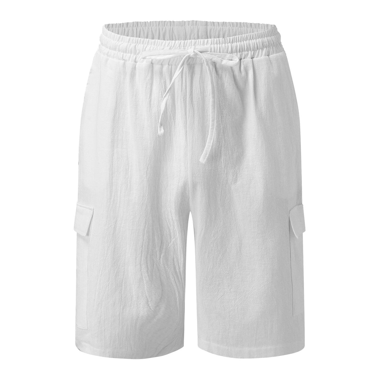 Men's Casual Vacation Beach Hawaiian Cotton Linen Multi-pocket Workwear Shorts - iztia