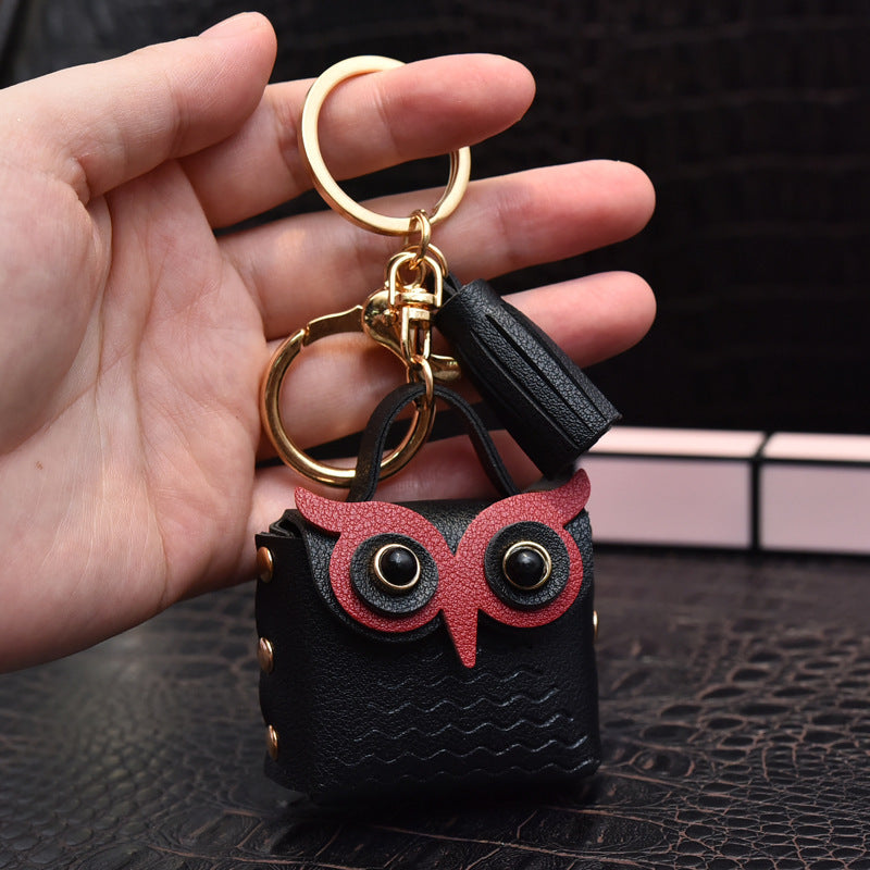 Creative Leather Owl Coin Purse Keychain - iztia