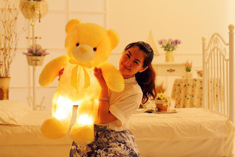 Creative Light Up LED Teddy Bear Stuffed Animals Plush Toy Colorful Glowing Christmas Gift For Kids Pillow - iztia