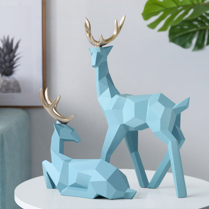 Deers Sculpture Resin Deer Statue Decoration Home Decor Statues Deer Figurines Modern Decoration Deers Table Ornament - iztia