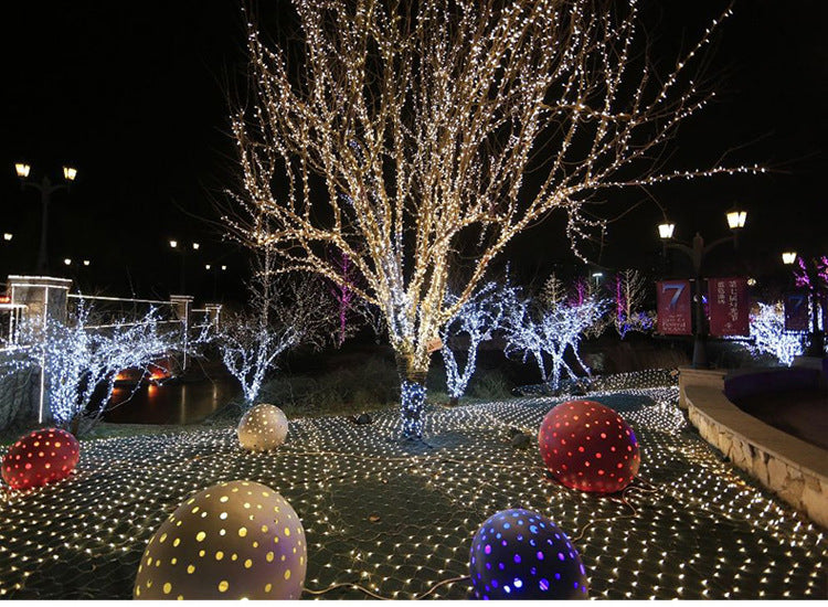 Christmas led lights string lights outdoor waterproof fishnet lights full of stars paved holiday lights wedding ins decorative lights - iztia