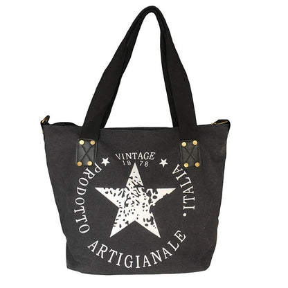 Popular Canvas Printed Five-pointed Star Handbag - iztia