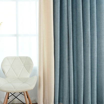 Factory direct stitching simple solid chenille curtain high shading curtain finished living room bedroom curtains - iztia