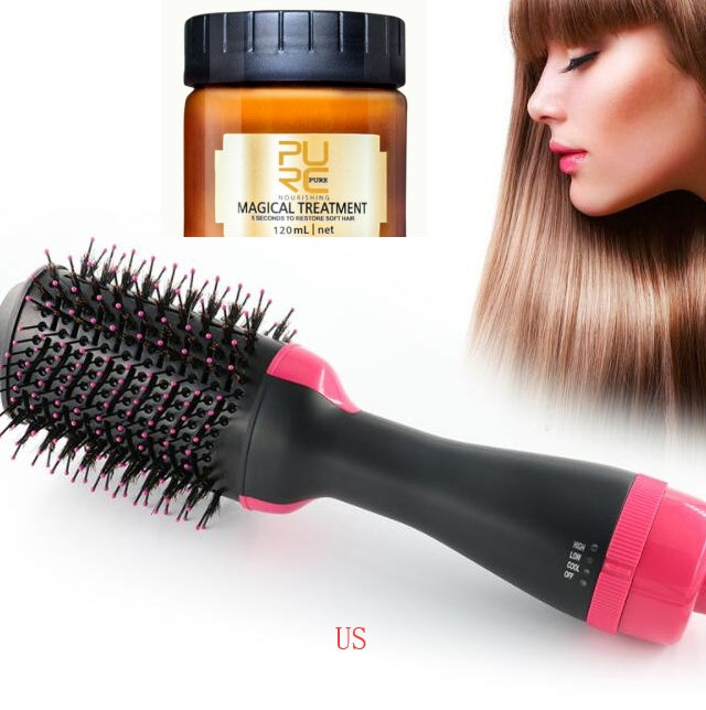 One-Step Electric Hair Dryer Comb Multifunctional Comb Straightener Hair Curling - iztia