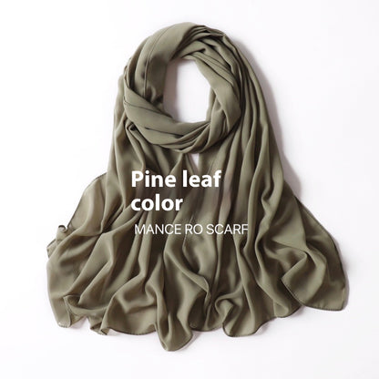 Pure Color Pearl Chiffon Scarf Headcloth Veil Chiffon Scarf - iztia