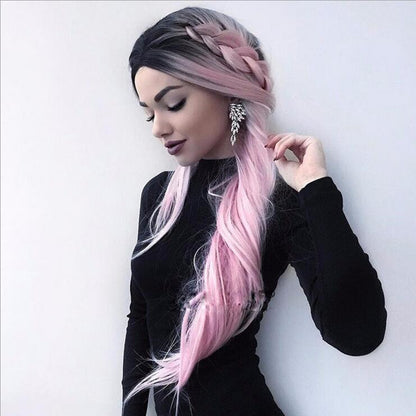 Long straight hair fashion gradient fake hair - iztia