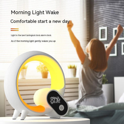 Creative Q Light Analog Sunrise Digital Display Alarm Clock Bluetooth Audio Intelligent Wake-up Q Colorful Atmosphere Light - iztia