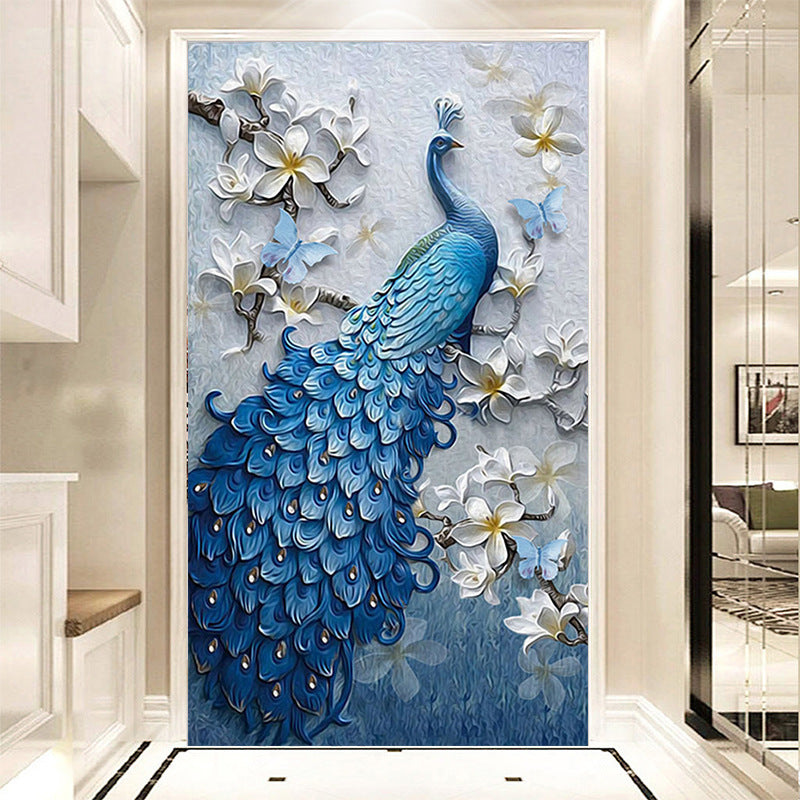 New 5d diamond painting full of peacock blue porch diamond painting - iztia