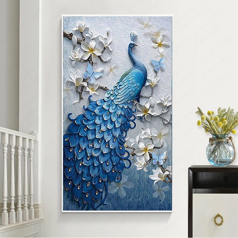 New 5d diamond painting full of peacock blue porch diamond painting - iztia