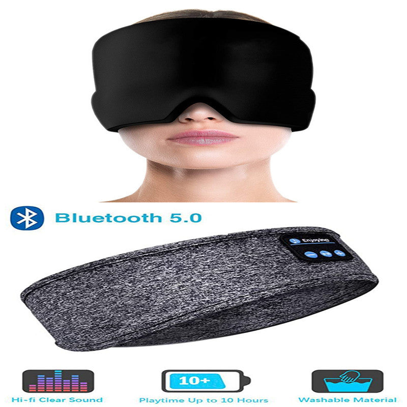 Wireless Bluetooth Sleeping Headphones Headband Thin Soft Elastic Comfortable Music Ear Phones Eye Mask For Side Sleeper Sports - iztia