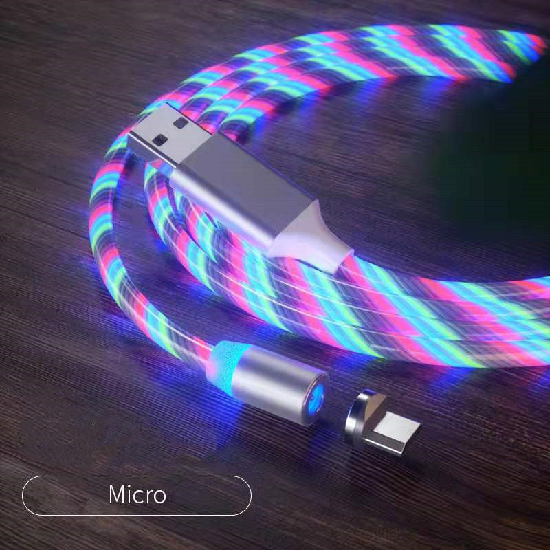 Magnetic Charging Cable Streamer Fast Charging Cable Lighting Micro USB Cable LED Magnet Charger Type-C Cable - iztia