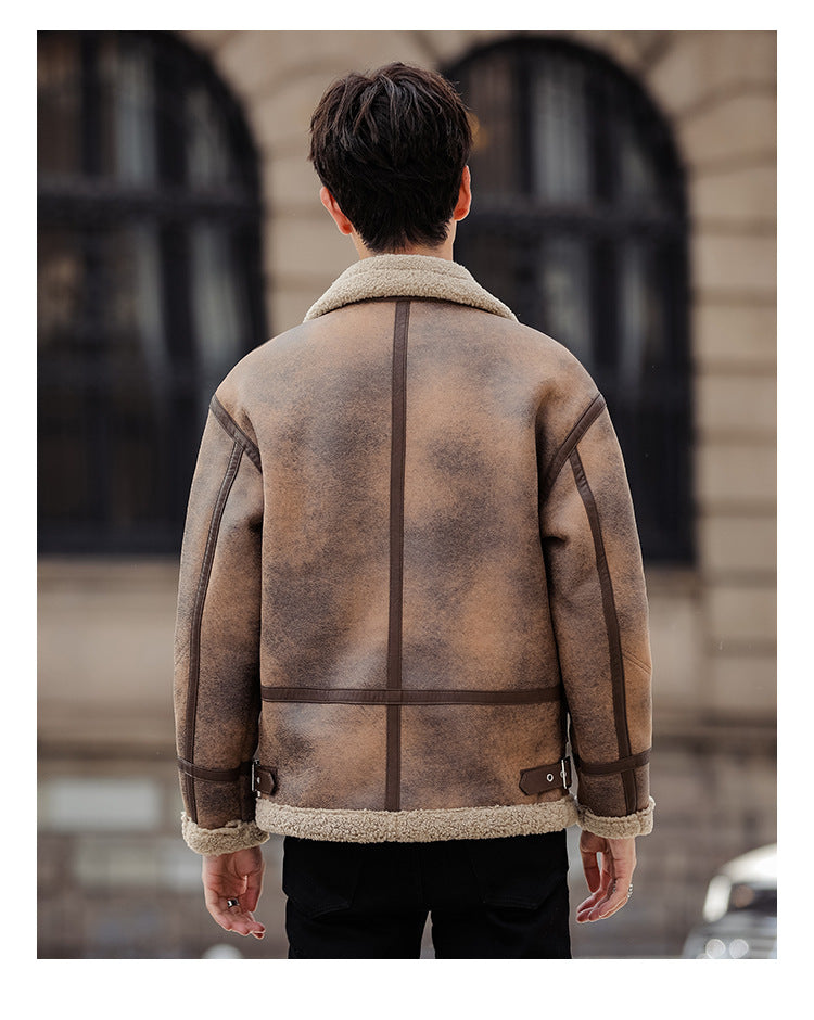 Leather And Fur Casual Coat For Men - iztia