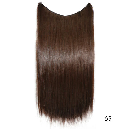 22 inches Invisible Wire No Clips in Hair Extensions Secret Fish Line Hairpieces Silky Straight Synthetic - iztia