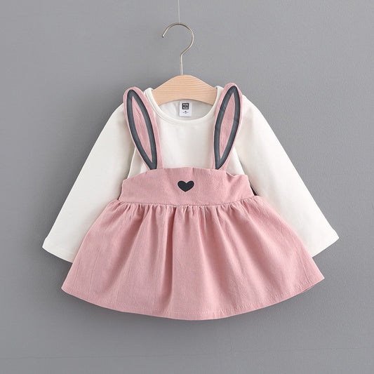 2021 autumn new Korean children's clothing, girls cute rabbit dress, baby baby princess dress 916 - iztia