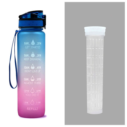 1L Tritan Water Bottle With Time Marker Bounce Cover Motivational Water Bottle Cycling Leakproof Cup For Sports Fitness Bottles - iztia