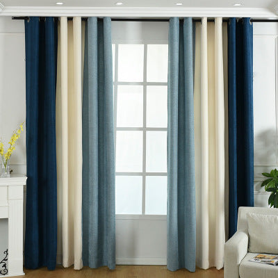 Factory direct stitching simple solid chenille curtain high shading curtain finished living room bedroom curtains - iztia