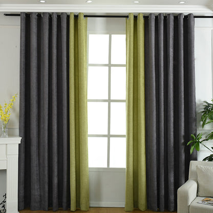 Factory direct stitching simple solid chenille curtain high shading curtain finished living room bedroom curtains - iztia