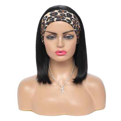 Headband Wig Human Hair Straight Bob Wigs - iztia