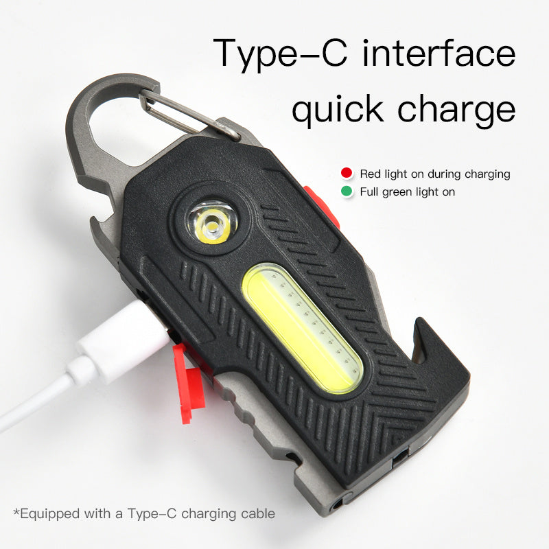 Multifunctional Charging Emergency Light Convenient Keychain Work Light COB High Brightness Maintenance Light Outdoor Camping LED Light - iztia