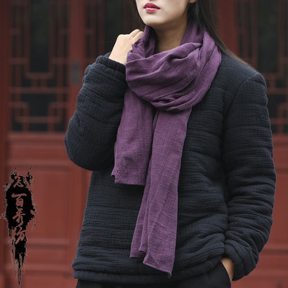 Women's Cotton And Linen Zen Retro Simple Scarf - iztia