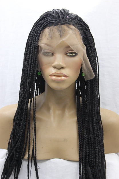 European and American black scorpion hair, front lace chemical fiber wig headgear, three wigs - iztia