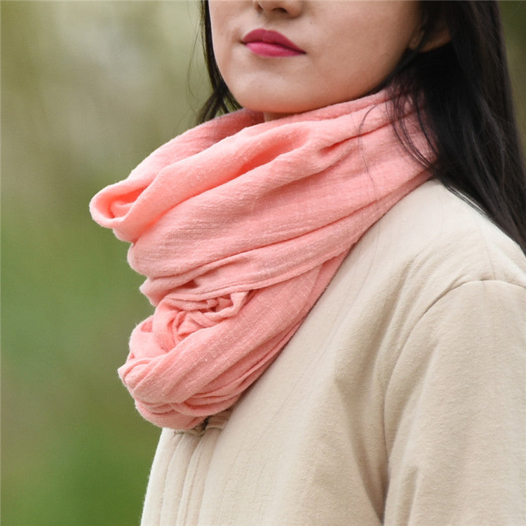 Women's Cotton And Linen Zen Retro Simple Scarf - iztia