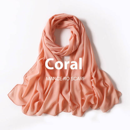 Pure Color Pearl Chiffon Scarf Headcloth Veil Chiffon Scarf - iztia