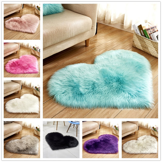 Plush Heart Shaped Carpet Non-Slip Mat Fluffy Rug Floor Mat Blanket Sofa Cushion Foot Pad Carpets For Living Room Home Decor - iztia