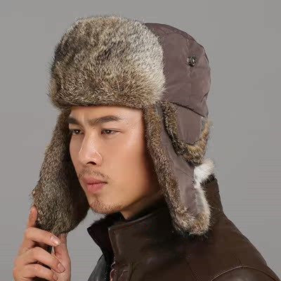 Men And Women Rabbit Fur Hat Couple Fur Skiing - iztia