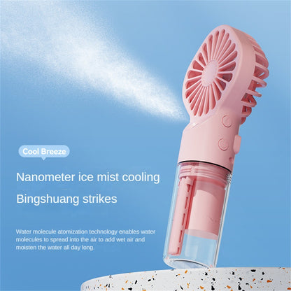 Strong Power Spray Humidification Small Fan Humidification Usb Charging Portable Fan Icy And Refreshing Fan Water Supplement - iztia