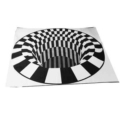 3D Vortex Carpet Black White Grid Bottomless Hole Illusion Rug Living Room Bedroom Anti-Slip Floor Mats Home Fashion Carpet Rugs - iztia