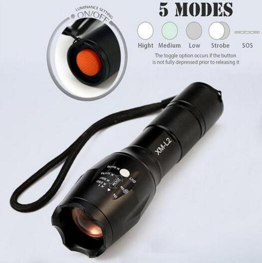 led Zoom Flashlight Torch Tactical 5000 Lumens Led High Power Flashlights AAA or 18650 battery kit - iztia