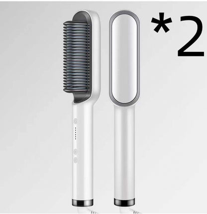 New 2 In 1 Hair Straightener Hot Comb Negative Ion Curling Tong Dual-purpose Electric Hair Brush - iztia