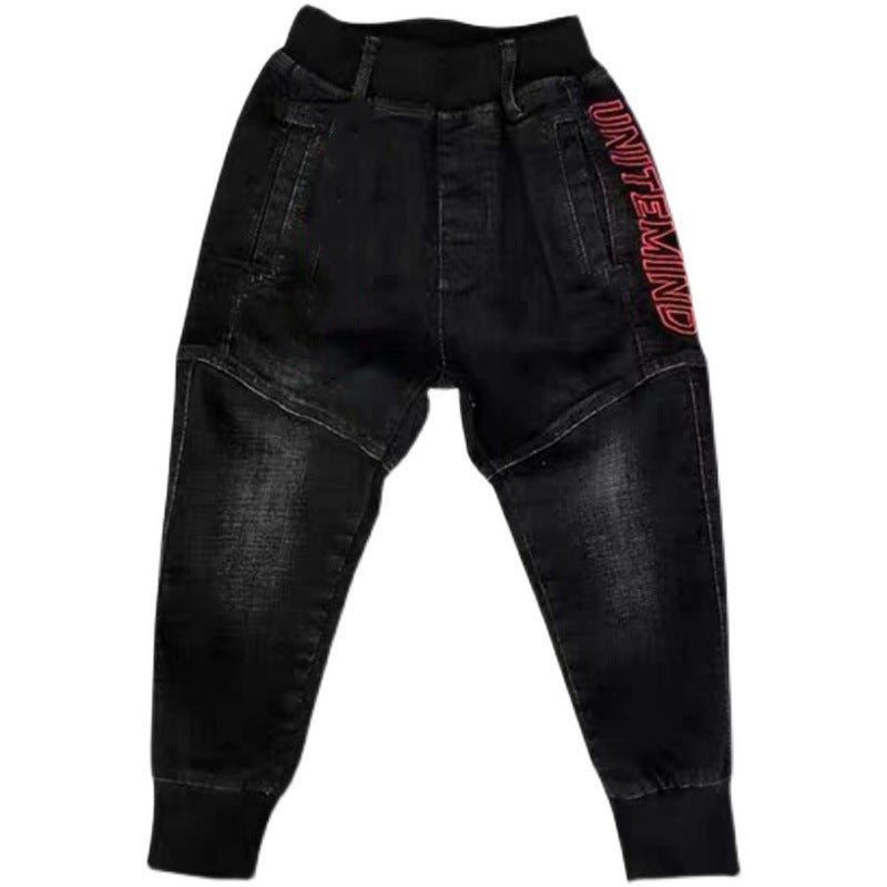 Kids Black Jeans Single Pants Spring And Autumn Boys Pants - iztia