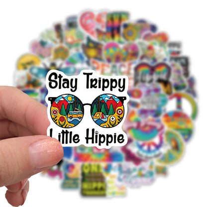 50 Cartoon Hippie Hippie Stickers Personalized Decoration Line - iztia